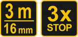 MEASURING TAPE YELLOW-BLACK 3MX16MM (10123)