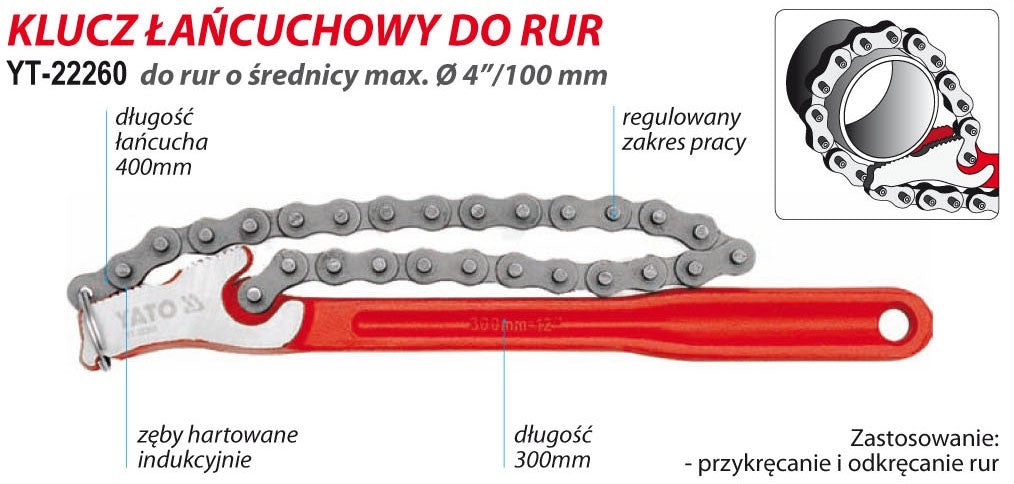 CHAIN PIPE WRENCH 300MM (YT-22260)