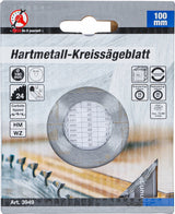 CARBIDE TIPPED CIRCULAR SAW BLADE | Ø 100 X 30 X 2.1 MM | 24 TEETH (3949)