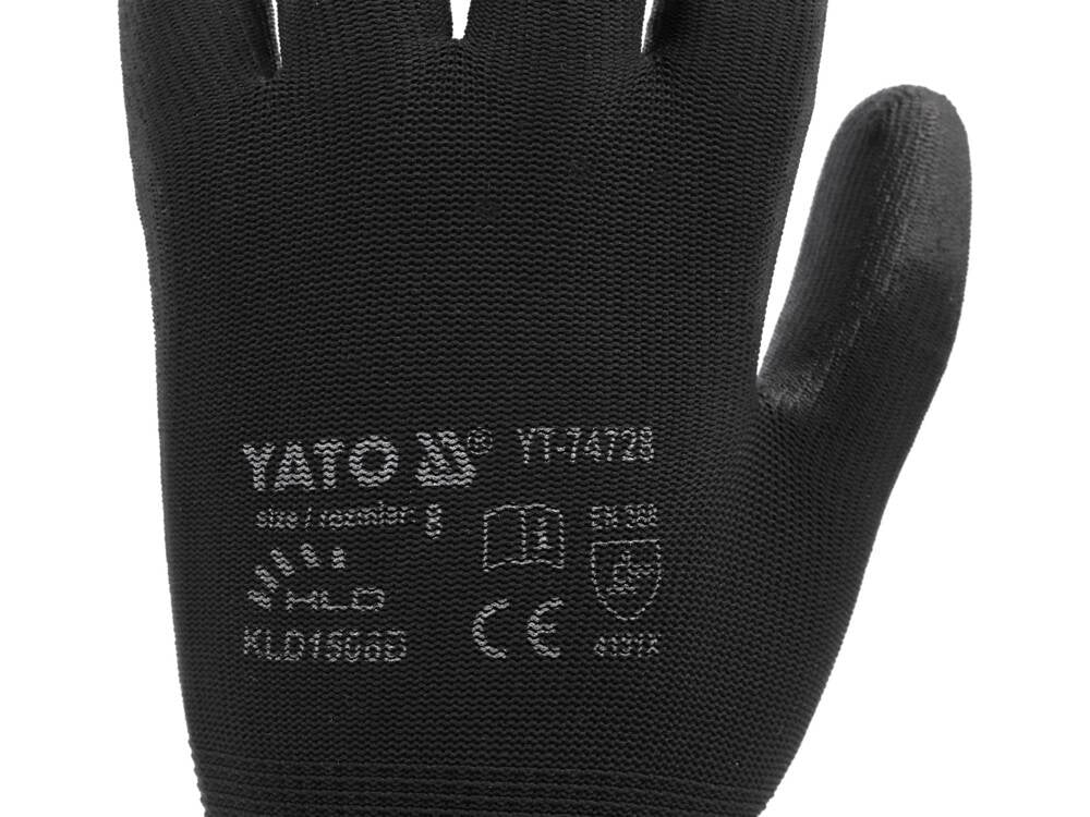 WORKING GLOVES NYLON/PU BLACK S. 10 (YT-7473)