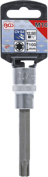 BIT SOCKET | LENGTH 100 MM | 12.5 MM (1/2") DRIVE | SPLINE (FOR RIBE) | M10 (4165)