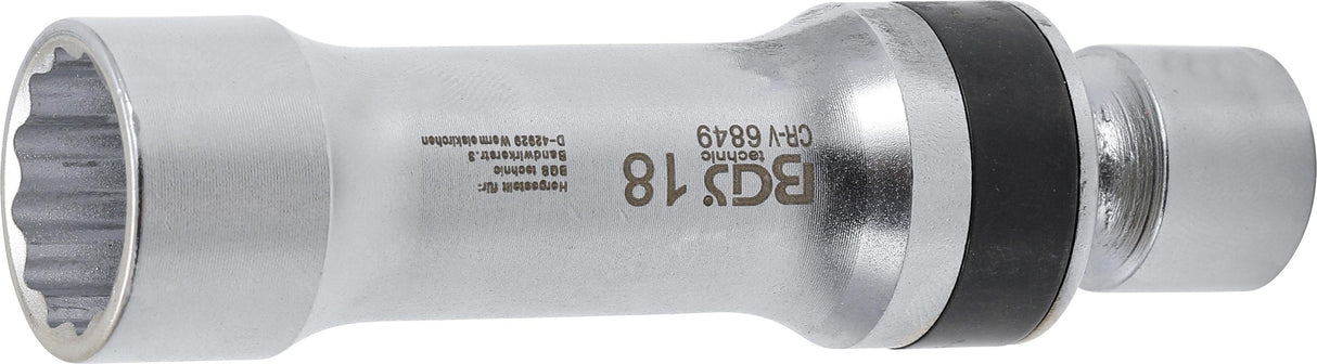 SPARK PLUG SOCKET, 12-POINT, WITH RETAINING SPRING | 10 MM (3/8") DRIVE | 18 MM (6849)