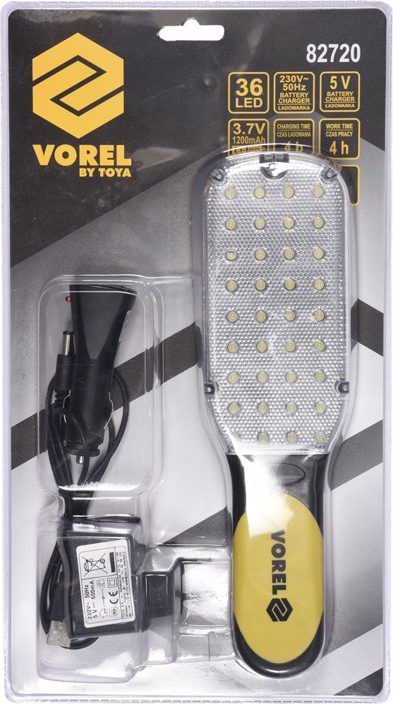 WORK LAMP RECHARGEABLE | FLAT | NI-MH 7.2V | 600MAH | 36 LED (82720)