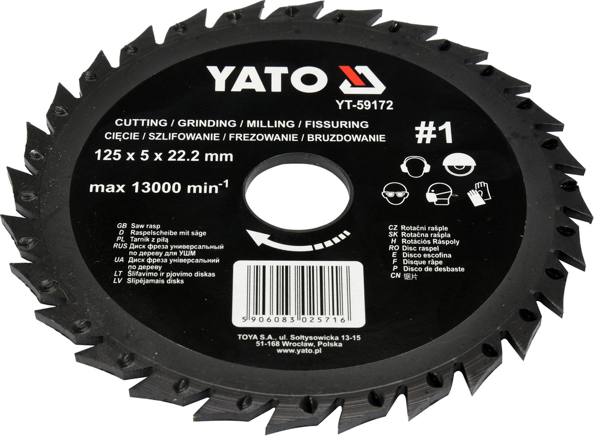 DISC/CUTTER FOR WOOD 125 MM, NO1 (YT-59172)