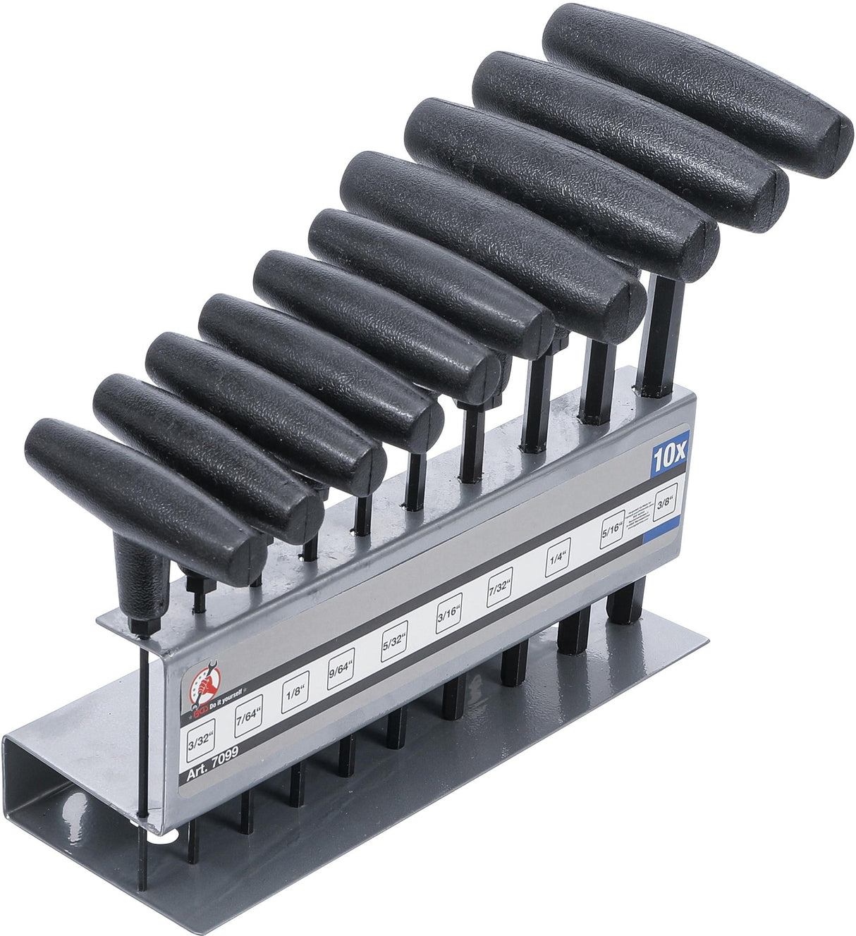 T-HANDLE SCREWDRIVER SET | INCH SIZES | INTERNAL HEXAGON 3/32" - 3/8" | 10 PCS. (7099)