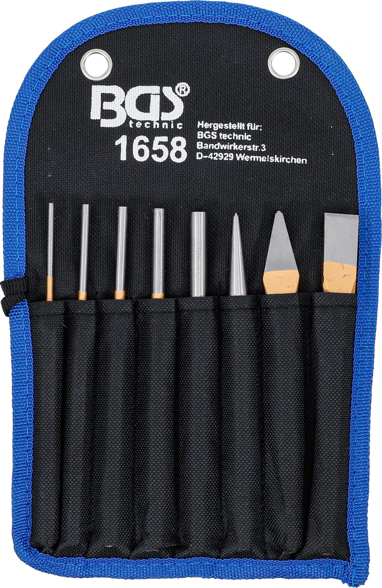 PIN PUNCH SET | 150 MM | INCL. CHISEL + CENTRE PUNCH | 8 PCS. (1658)