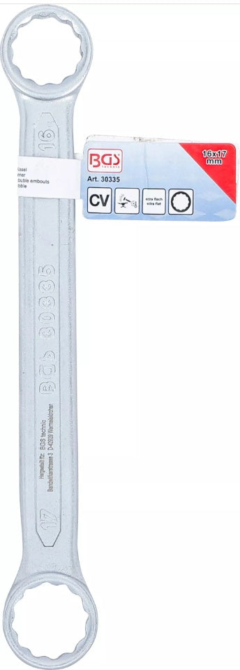 DOUBLE RING SPANNER | EXTRA FLAT | 16 X 17 MM (30335)