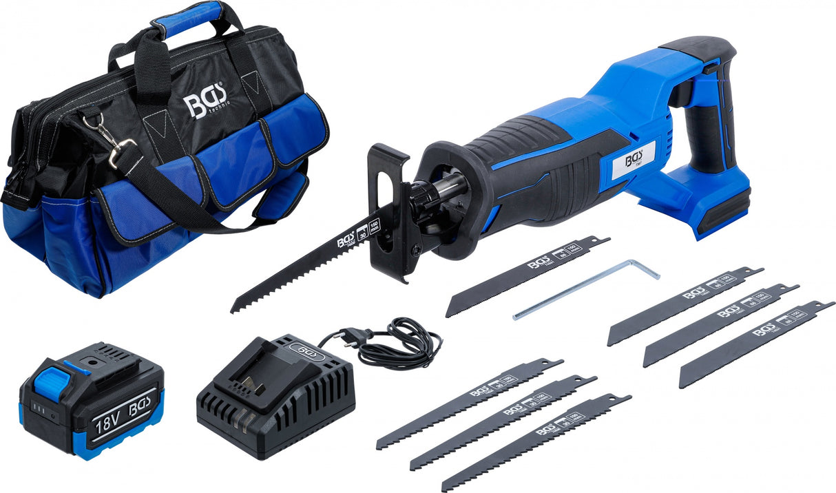 CORDLESS RECIPROCATING SAW SET | BRUSHLESS | 18 V | WITH RECHARGEABLE BATTERY AND QUICK CHARGER (7393)