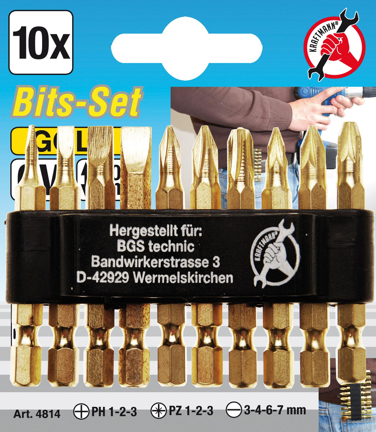 BIT SET | "GOLD" | 6.3 MM (1/4") DRIVE | 10 PCS. (4814)
