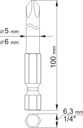 SCREWDRIVER BITS - PH1; PH2 L100MM (YT-0488)