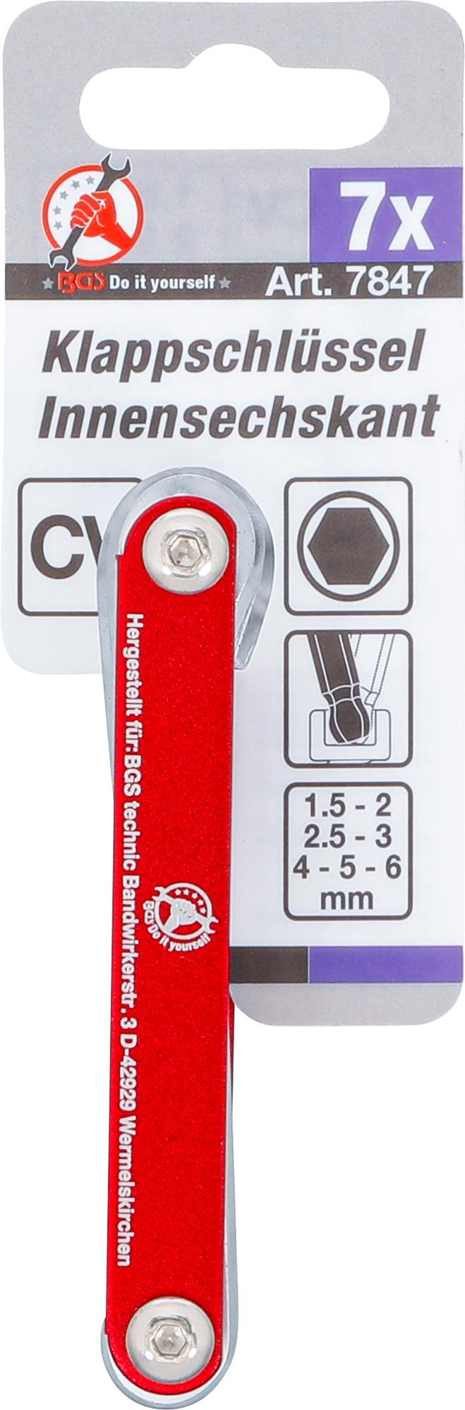 FOLDABLE KEY |INTERNAL HEXAGON WITH BALL POINT 1.5 - 6 MM | 7 PCS. (7847)