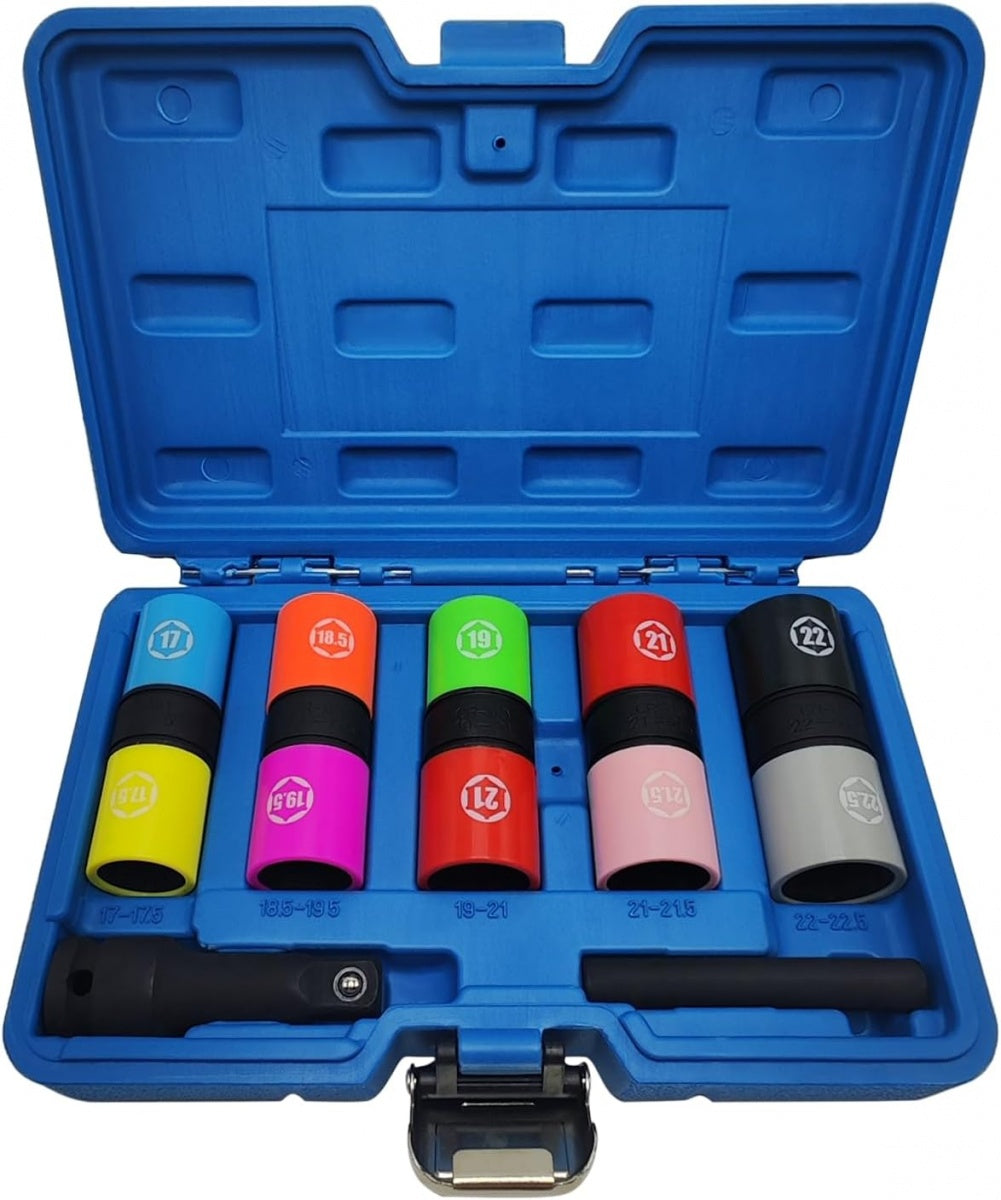 LONG IMPACT SOCKET SET | DOUBLE-SIDED / + HALF SIZES | 7 PCS. (SK7209)