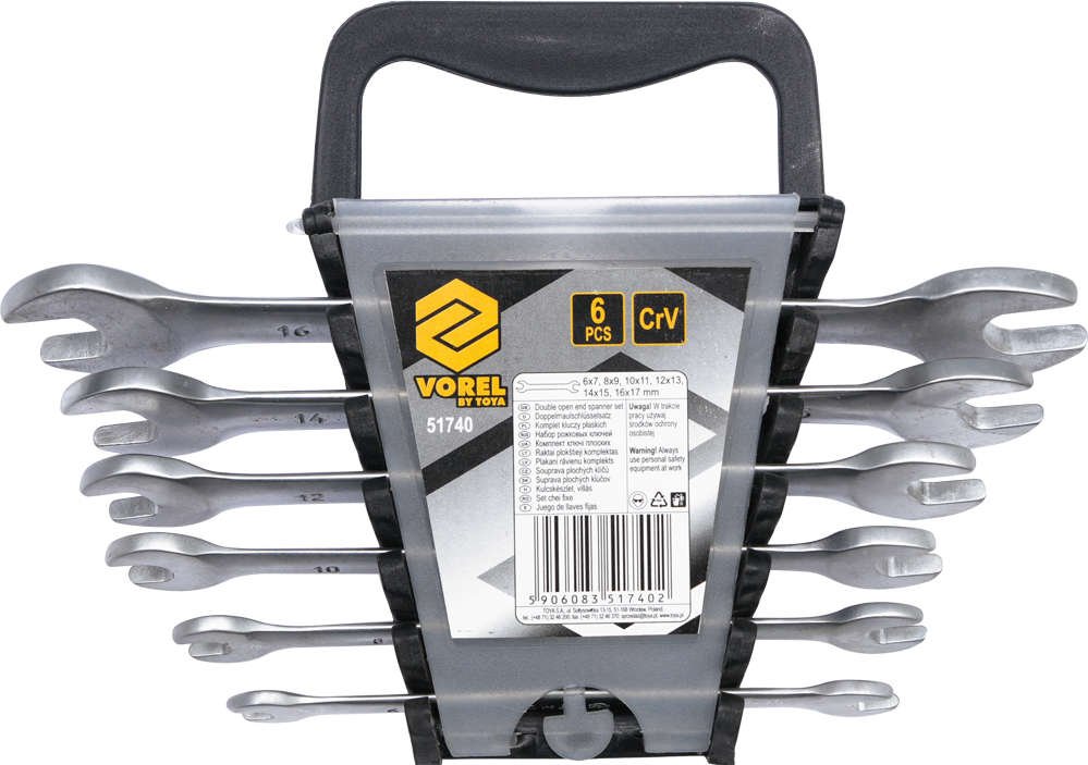 DOUBLE OPEN END SPANNERS 6PCS 6-17 SATIN (51740)
