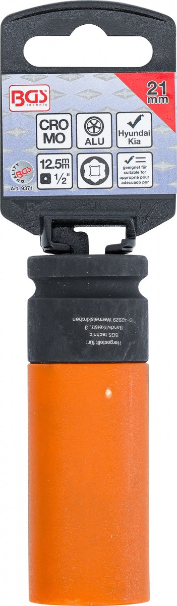 PROTECTIVE SLEEVE IMPACT SOCKET | FOR HYUNDAI I30, TUCSON & KIA | 12.5 MM (1/2") DRIVE | 21 MM (9371)