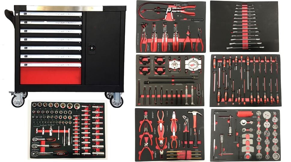TOOL CABINET ON CASTERS XXL MAX | WITH TOOLS | 7 DRAWERS / 1 DOOR | 298 TOOLS (H70098)