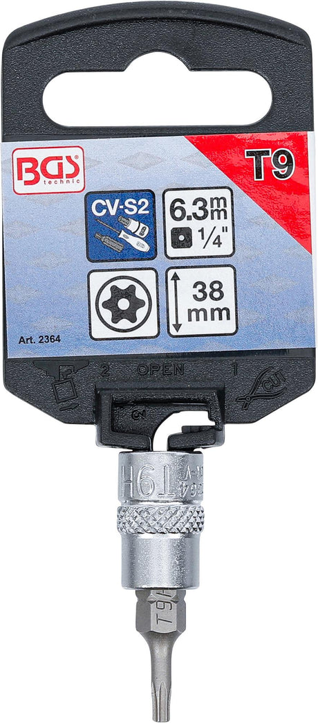Ruuvikärki pressitetty hylyyn | 6,3 mm (1/4") | T-Star turvaaukolla (Torx) T9 (2364)