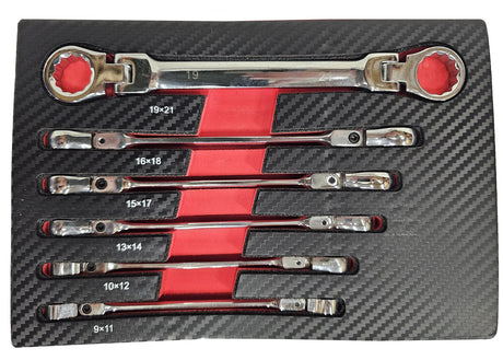 BOX-END DOUBLE-SIDED WRENCH SET | FLEX HEAD | 9 - 21 MM | 6 PCS. (FDS6)
