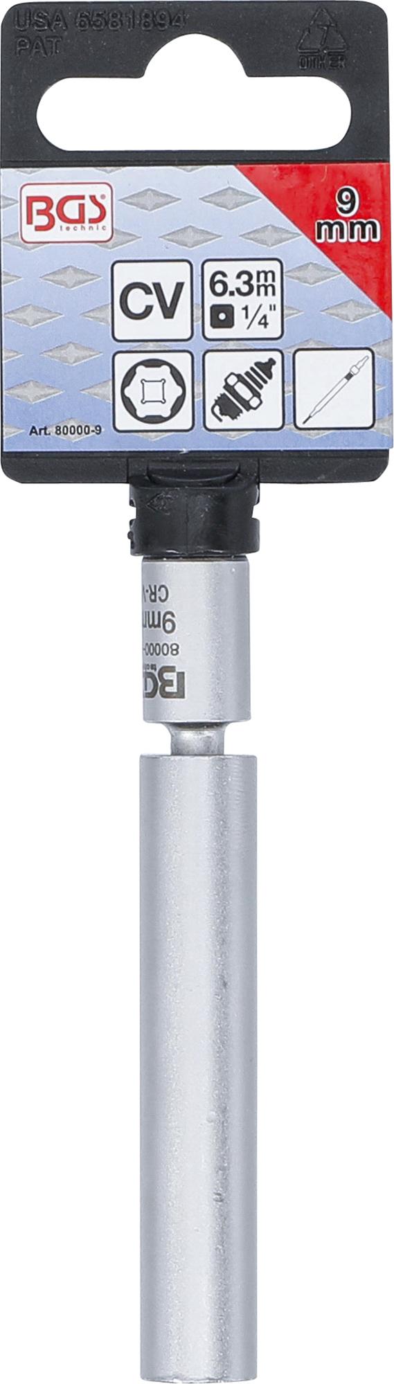 SWIVEL GLOW & SPARK PLUG SOCKET | 6.3 MM (1/4") | 9 MM (80000-9)