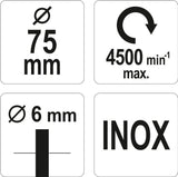 WIRE BRUSH 75MM INOX FOR DRILL (YT-47568)