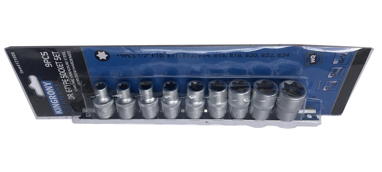 E-TYPE SOCKET SET | 12.5 MM (1/2") | E10 - E24 | 9 PCS. (KR121009)