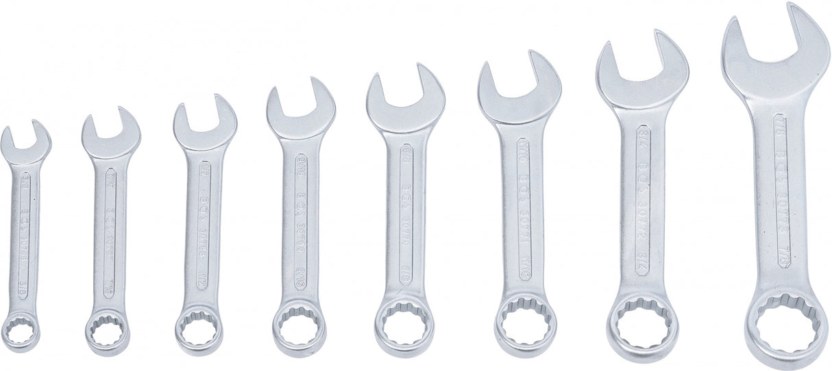 COMBINATION SPANNER SET | EXTRA SHORT | INCH SIZES | 3/8" - 7/8" | 8 PCS. (32140)