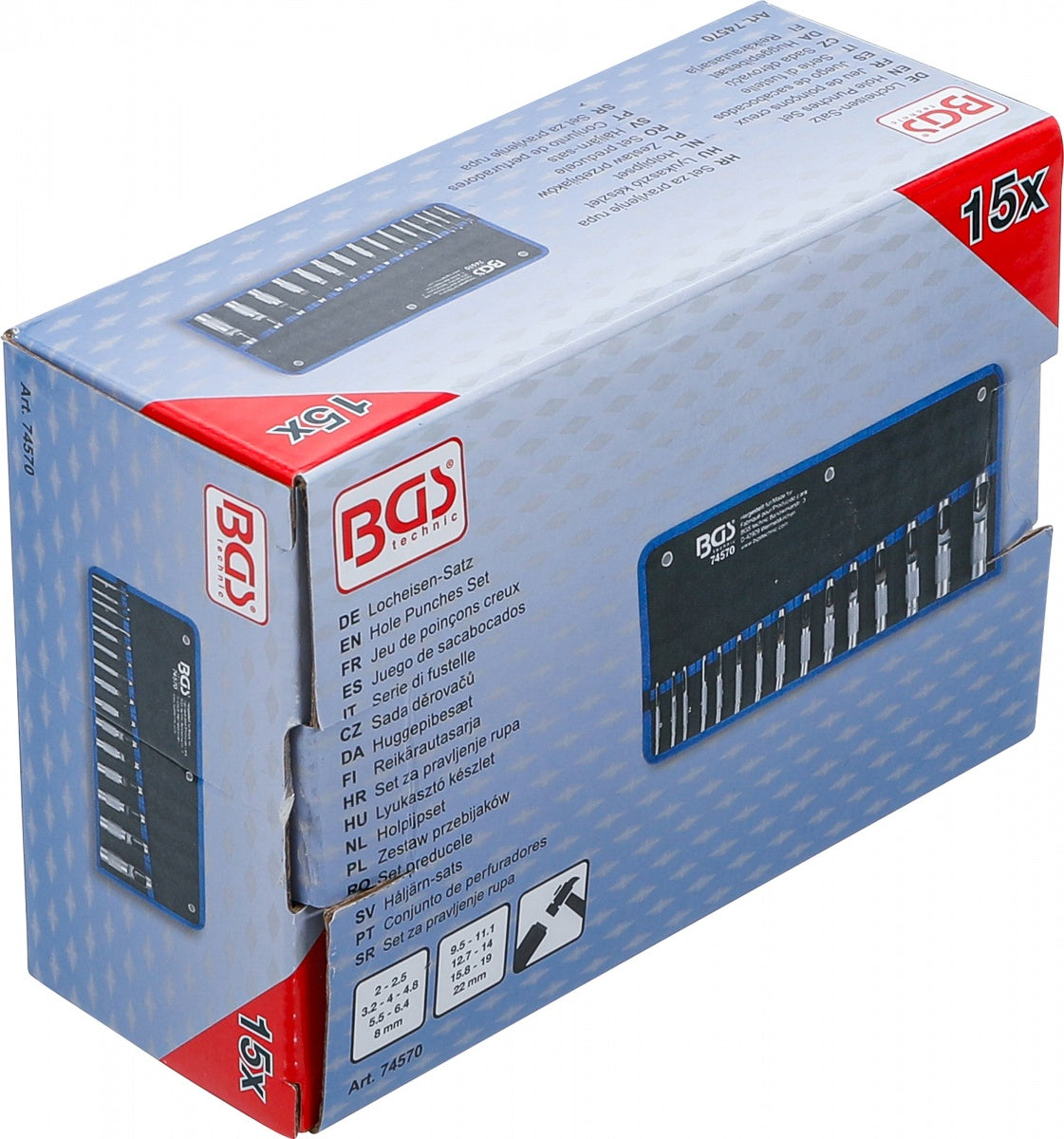 HOLE PUNCHES SET | 2 - 22 MM | 15 PCS. (74570)
