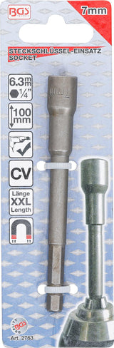 SOCKET, HEXAGON | EXTRA LONG | FOR ELECTRIC DRILLS | 6.3 MM (1/4") DRIVE | 7 MM (2763)