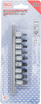 BIT SOCKET SET | 6.3 MM (1/4") DRIVE | TS-STAR TAMPERPROOF (FOR TORX PLUS) TS10 - TS50 | 9 PCS. (71020)