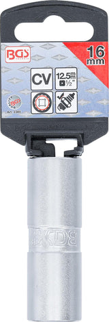 SPARK PLUG SOCKET WITH RUBBER MOUNT, 12-POINT | 12.5 MM (1/2") DRIVE | 16 MM (2385)