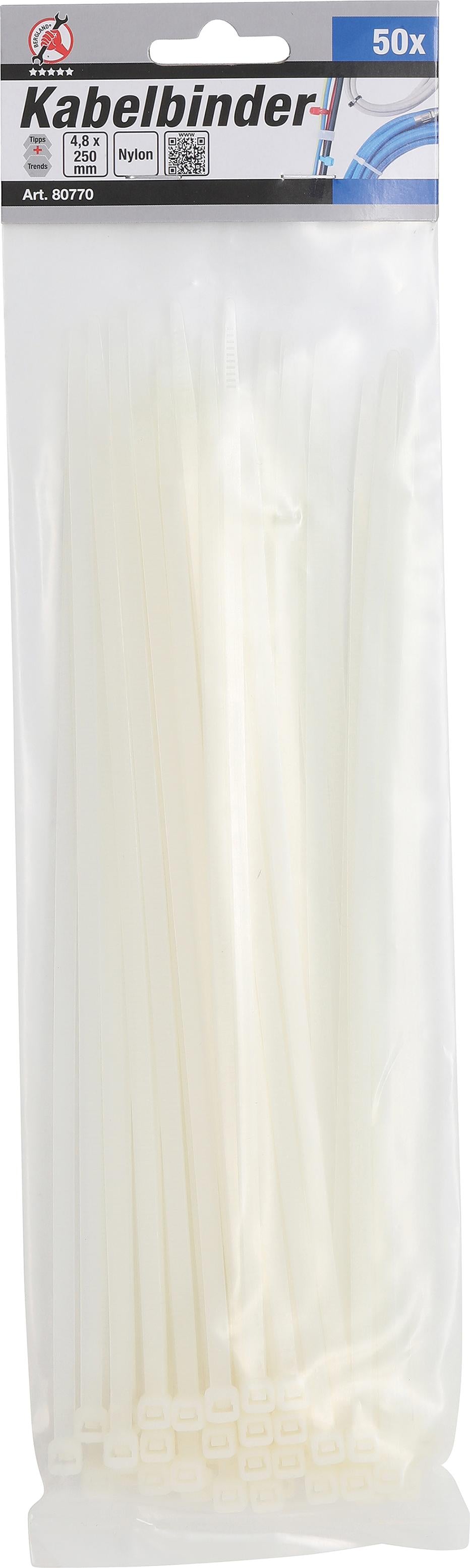 CABLE TIE ASSORTMENT | WHITE | 4.8 X 250 MM | 50 PCS. (80770)