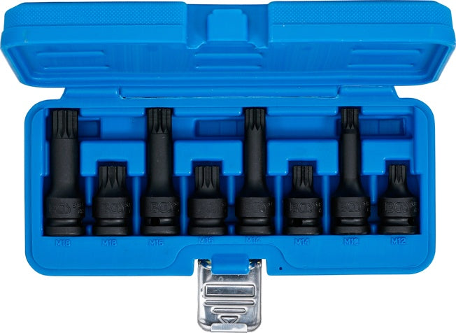 IMPACT BIT SOCKET SET | 12.5 MM (1/2") DRIVE | SPLINE (FOR XZN) M12 - M18 | 8 PCS. (5381)