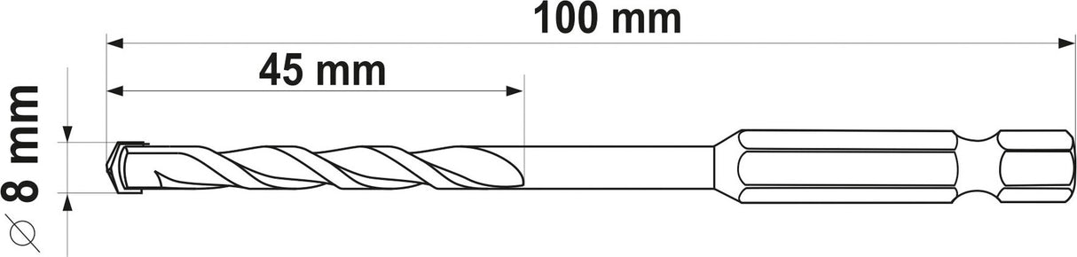 UNIVERSAL DRILL WITH HEX SHANK 8,0MM (YT-44785)