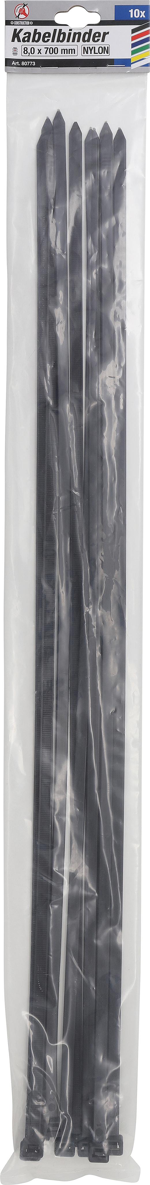 CABLE TIE ASSORTMENT | BLACK | 8.0 X 700 MM | 10 PCS. (80773)