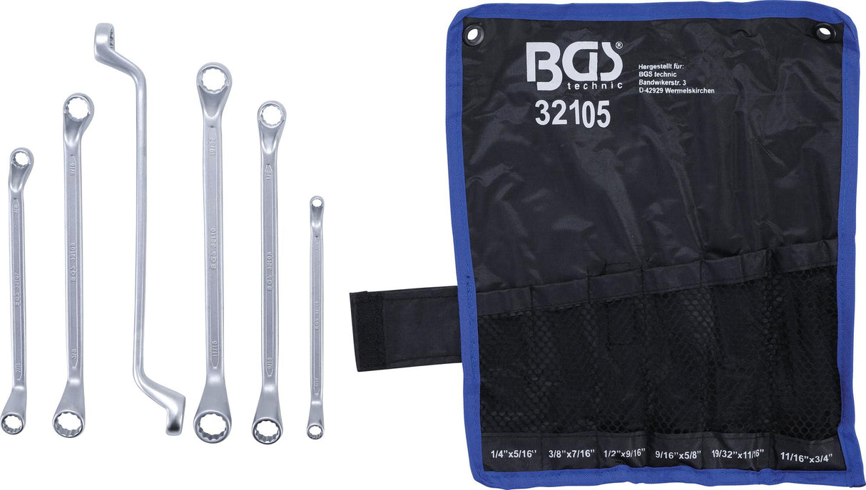 DOUBLE RING SPANNER SET | DEEP OFFSET ENDS | INCH SIZES | 1/4" - 3/4" | 6 PCS. (32105)