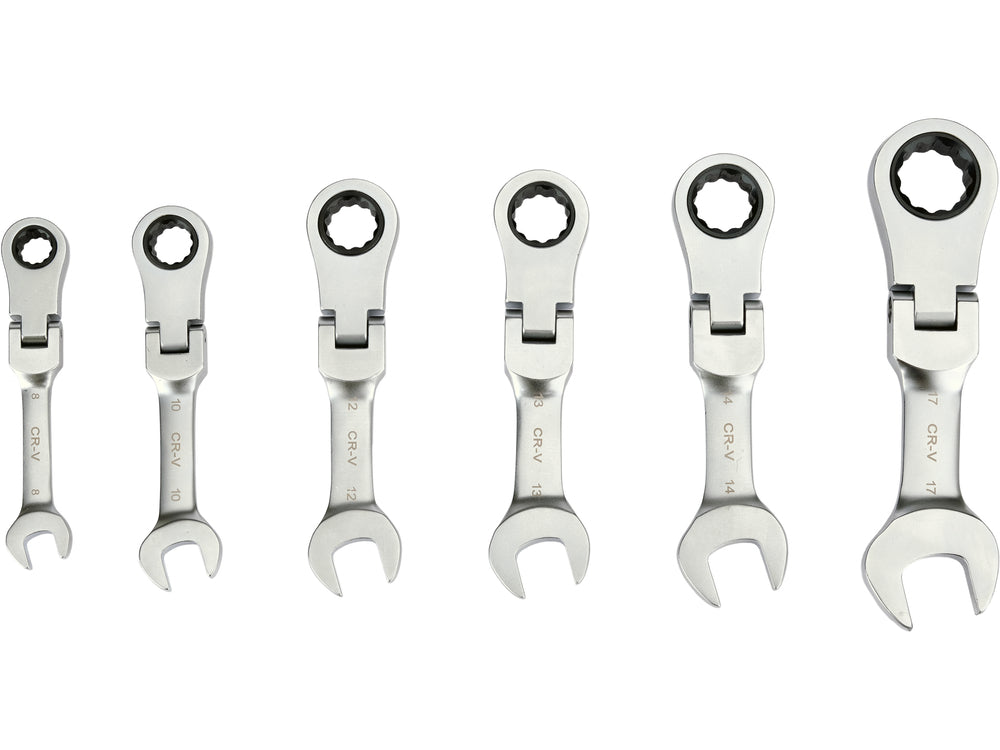 RATCHETING STUBBY WRENCH SET | REVERSIBLE | SWIVEL HEAD | 8 - 17 MM | 6 PCS (YT-16977)
