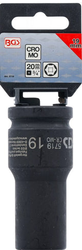 IMPACT SOCKET HEXAGON, DEEP | 20 MM (3/4") DRIVE | 19 MM (5719)