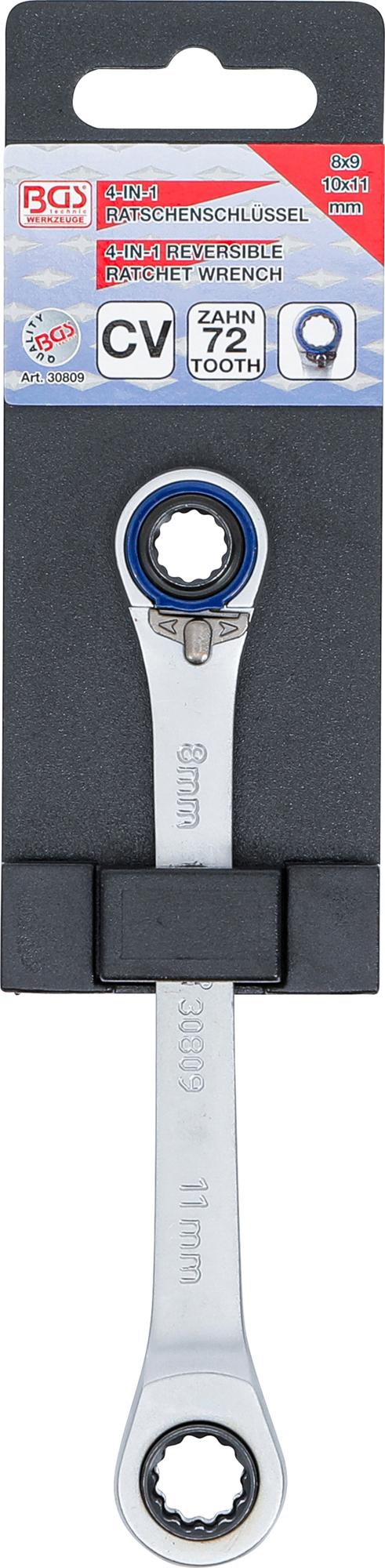 DOUBLE ENDED RATCHET WRENCH "4 IN 1" | 8X9, 10X11 MM (30809)