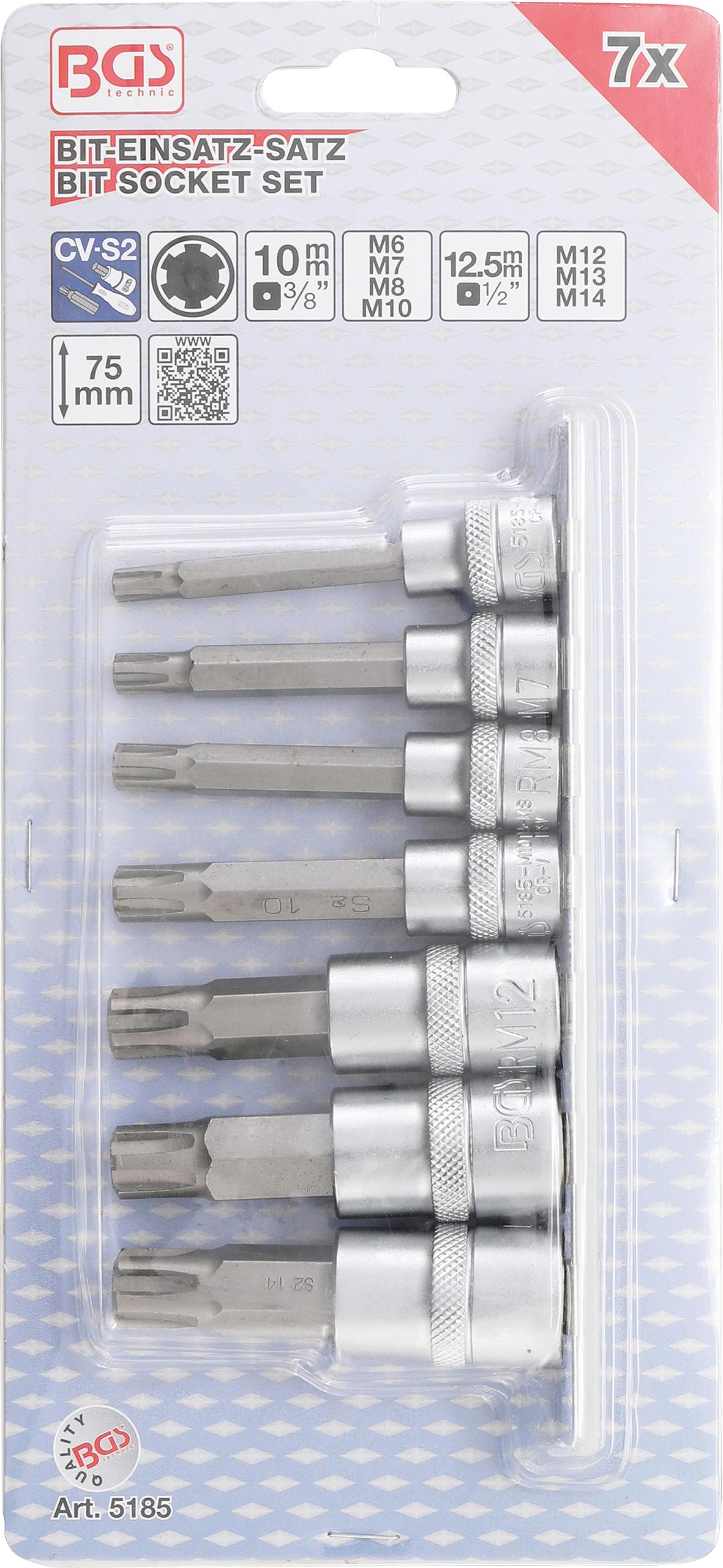 BIT SOCKET SET | 10 MM (3/8") / 12,5 MM (1/2") DRIVE | SPLINE (FOR RIBE) M6 - M14 | 7 PCS. (5185)