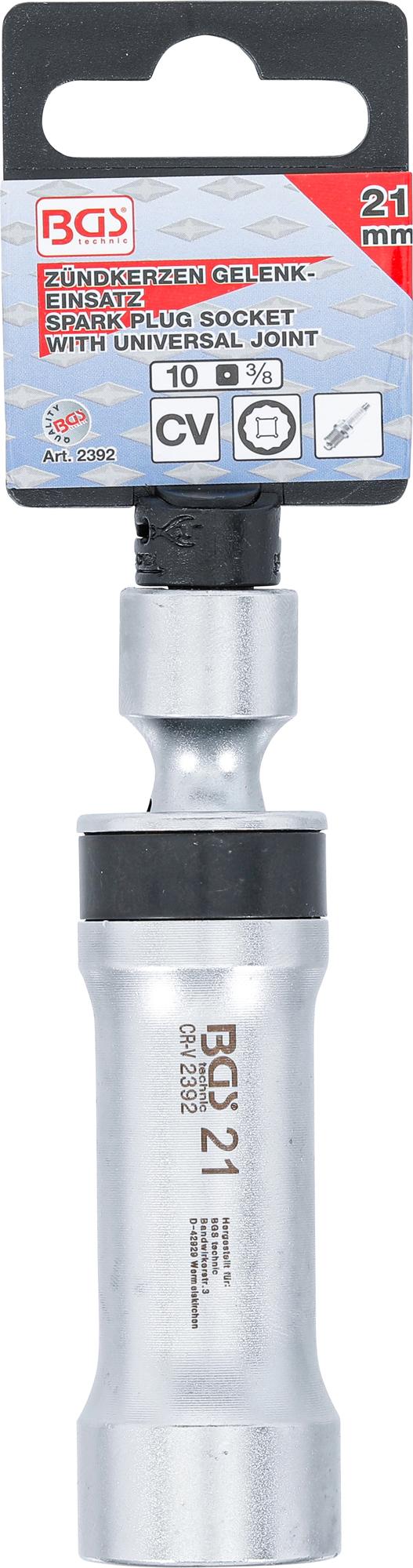 SPARK PLUG SOCKET, 12-POINT, WITH RETAINING SPRING | 10 MM (3/8") DRIVE | 21 MM (2392)