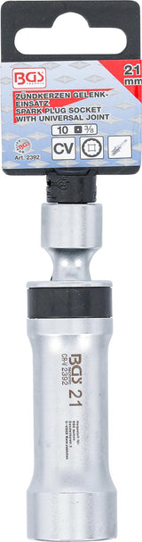 SPARK PLUG SOCKET, 12-POINT, WITH RETAINING SPRING | 10 MM (3/8") DRIVE | 21 MM (2392)