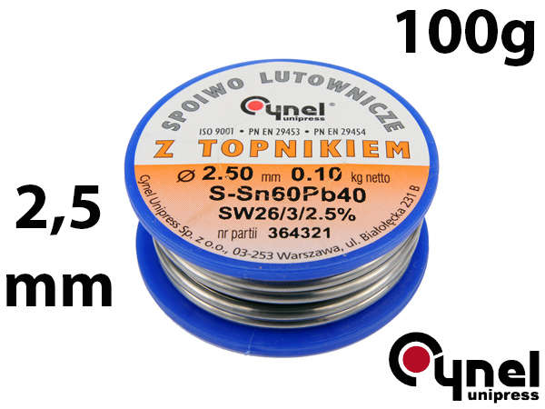 SOLDER SN60PB40 2.5MM 100G (76822)