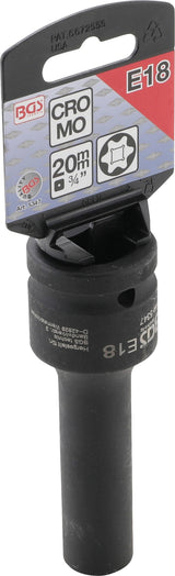IMPACT SOCKET E-TYPE, DEEP | 20 MM (3/4") DRIVE | E18 (5347)