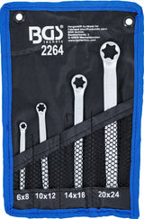 DOUBLE RING SPANNER SET WITH E-TYPE RING HEADS | E6 X E8 - E20 X E24 | 4 PCS. (2264)