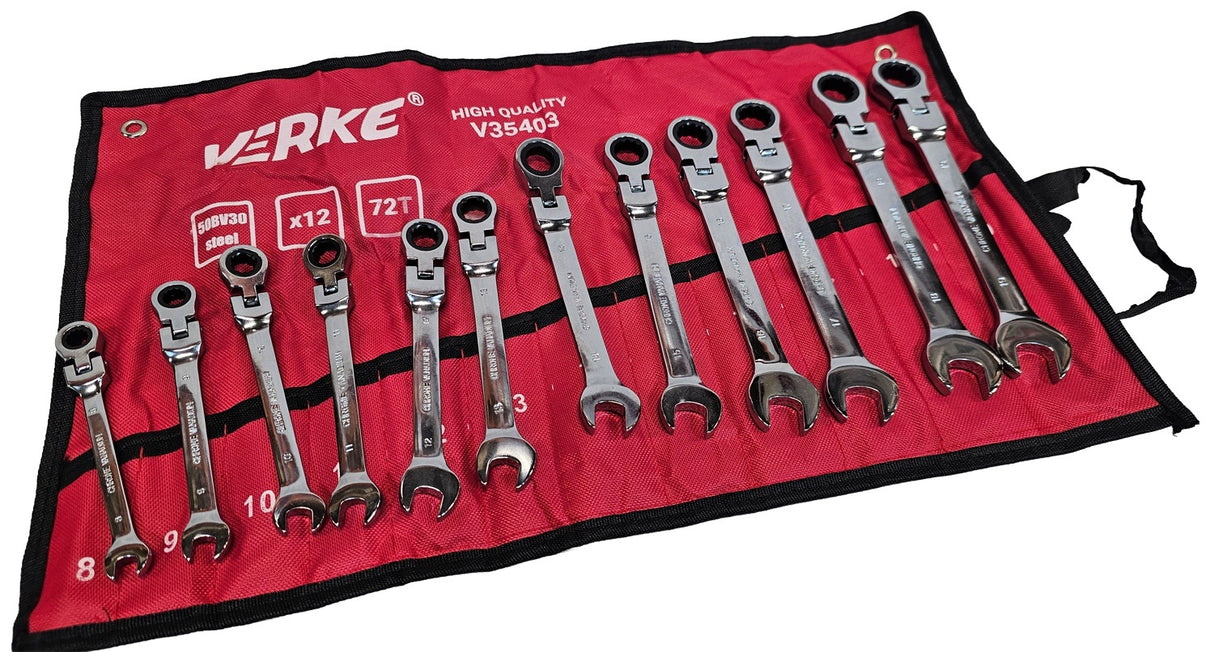 RATCHET WRENCH SET | FLEX HEAD | 8-19 MM | 12 PCS. (H00403)