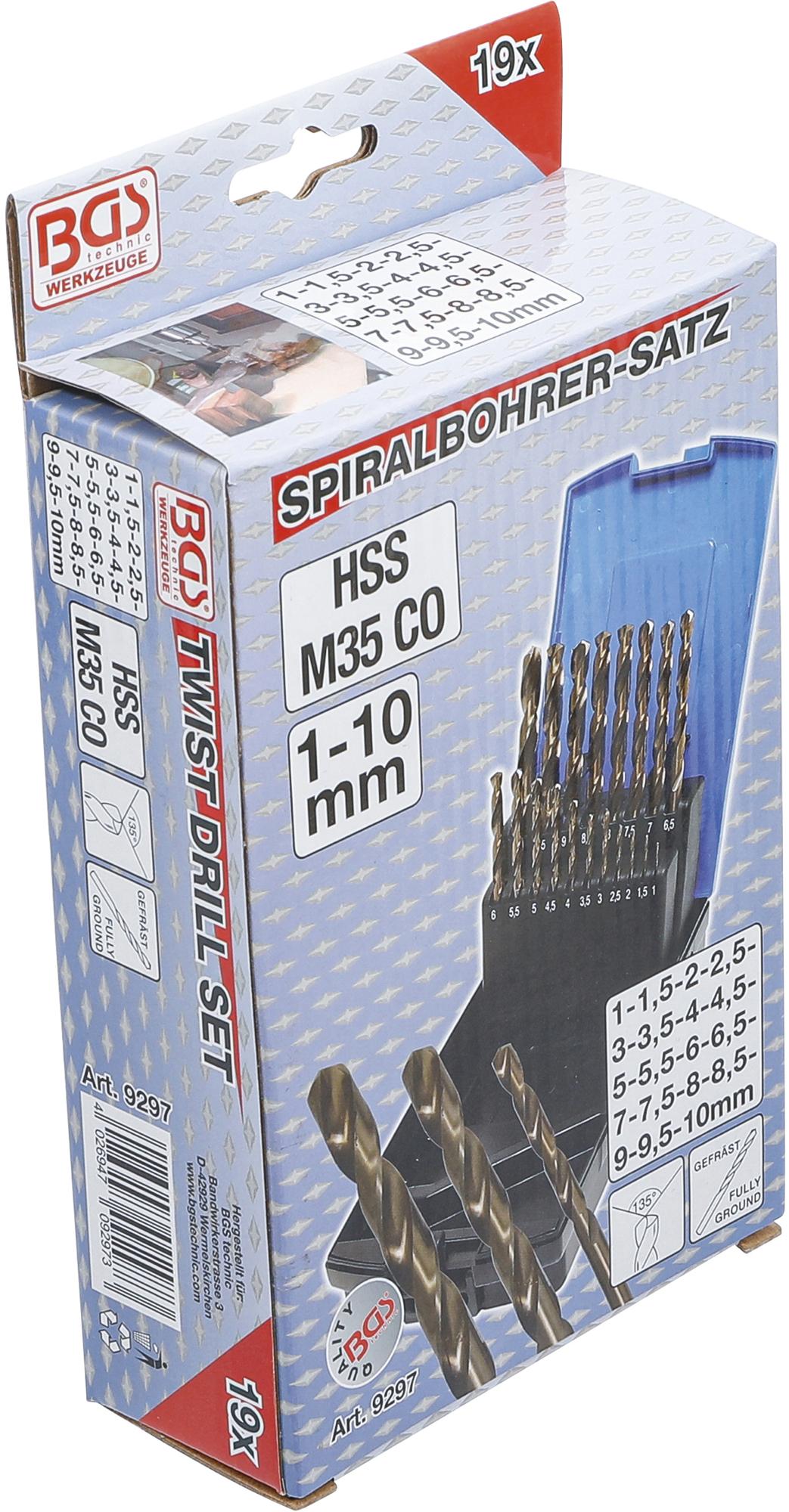 TWIST DRILL SET | HSS-G M35 COBALT STEEL | 1 - 10 MM | 19 PCS. (9297)