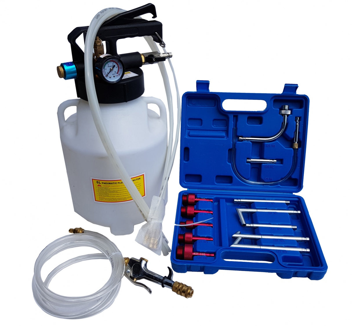 PNEUMATIC OIL FILLING AND EXTRACTION DEVICE WITH ATF ADAPTERS | 6 L | 15 PCS. (FD6L)