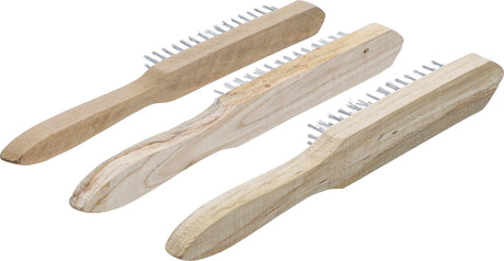 STEEL WIRE BRUSH SET | WOODEN HANDLE | 2, 3, 4 ROWS | 3 PCS. (85815)