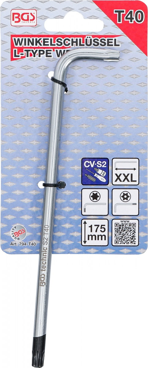 L-TYPE WRENCH | EXTRA LONG | T-STAR TAMPERPROOF (FOR TORX) T40 (794-T40)