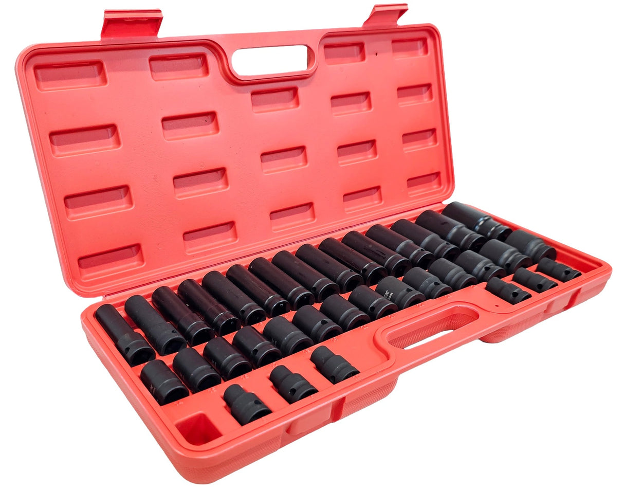 SET OF IMPACT SOCKETS LONG AND SHORT | CR-MO | 8 - 32 MM | 35 PCS. (SK12235P)