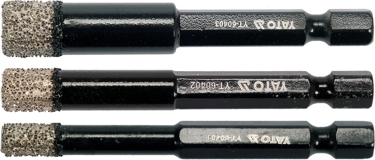 VACUUM DIAMOND DRI SET WITH HEX SHA-3PCS (YT-60409)